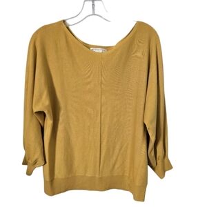 Max Studio Mustard Yellow Sweater top Size M Scoop Neck Rayon Blend